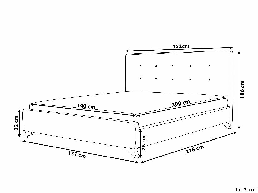 Manželská postel 140 cm AMBRE (s roštem) (béžová)