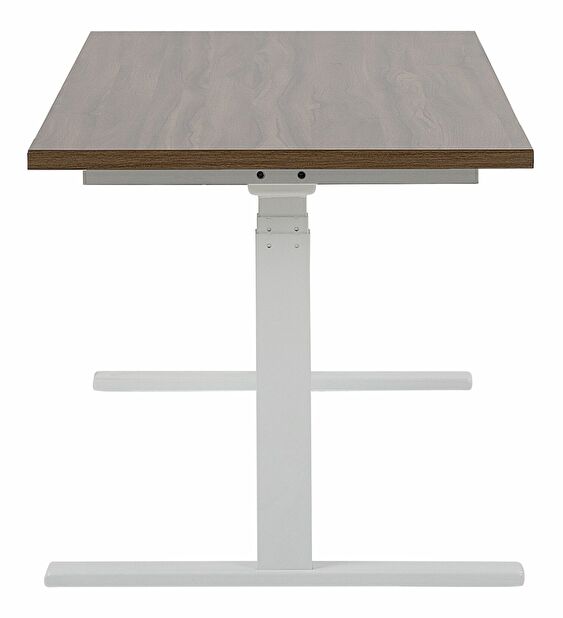 Psací stůl UPPER II (130 x 72 cm) (MDF) (tmavé dřevo + černá) (manuálně nastavitelný)