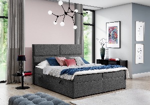 Kontinentální postel 165 cm Alyce (tmavě šedá) (s matracemi)