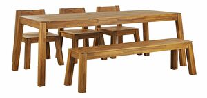 Set zahradního nábytku LIVIGNO (světlé dřevo) (s lavicemi) (pro 6 osob)