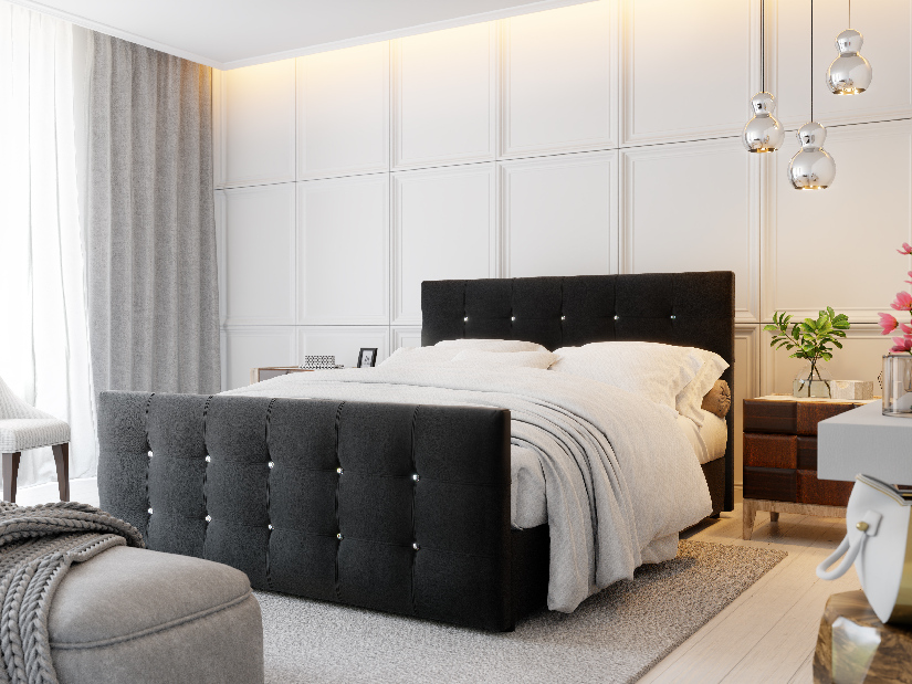 Manželská postel 160 cm Futura Kloe (s matrací a roštem) (černá)