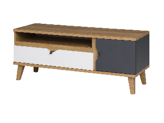 Tv stolek Mimone RTV (dub zlatý + bílá matná + grafit)