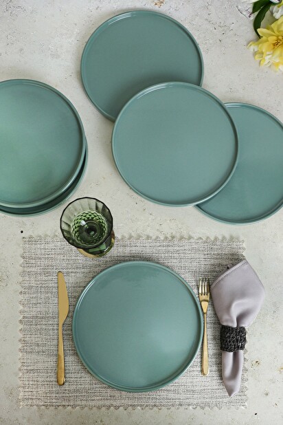 Sada mělkých talířů (6 ks.) Simple (zelená)