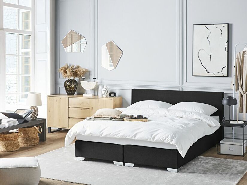Kontinentální postel 160 cm PREMIER (s matracemi) (černá)