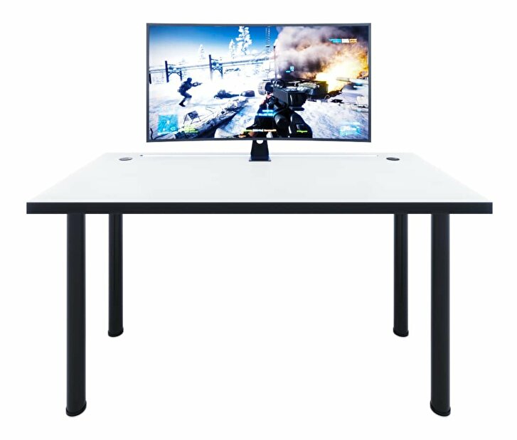 Herní pc stůl Gamer X (bílá + černá) (s RGB LED osvětlením)