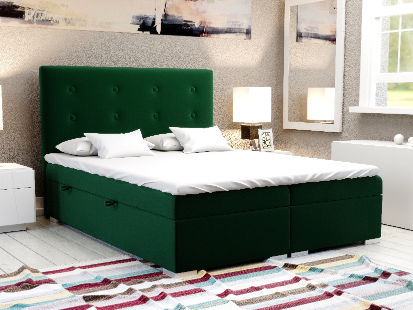 Kontinentální postel 160 cm Rinoletto (béžová) (s úložným prostorem)