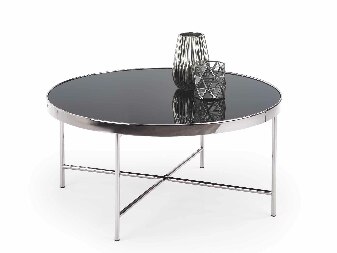 Konferenční stolek Masako (lesklá černá + stříbrná)