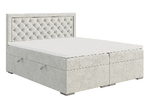 Manželská postel Boxspring 200 cm Bohem (slonovinová) (s matrací a úl. prostorem)