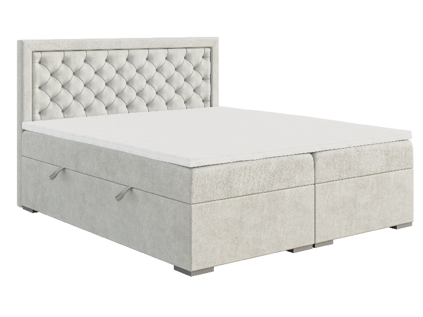 Kontinentální postel 120 cm Bohem (slonovinová) (s matrací a úl. prostorem)