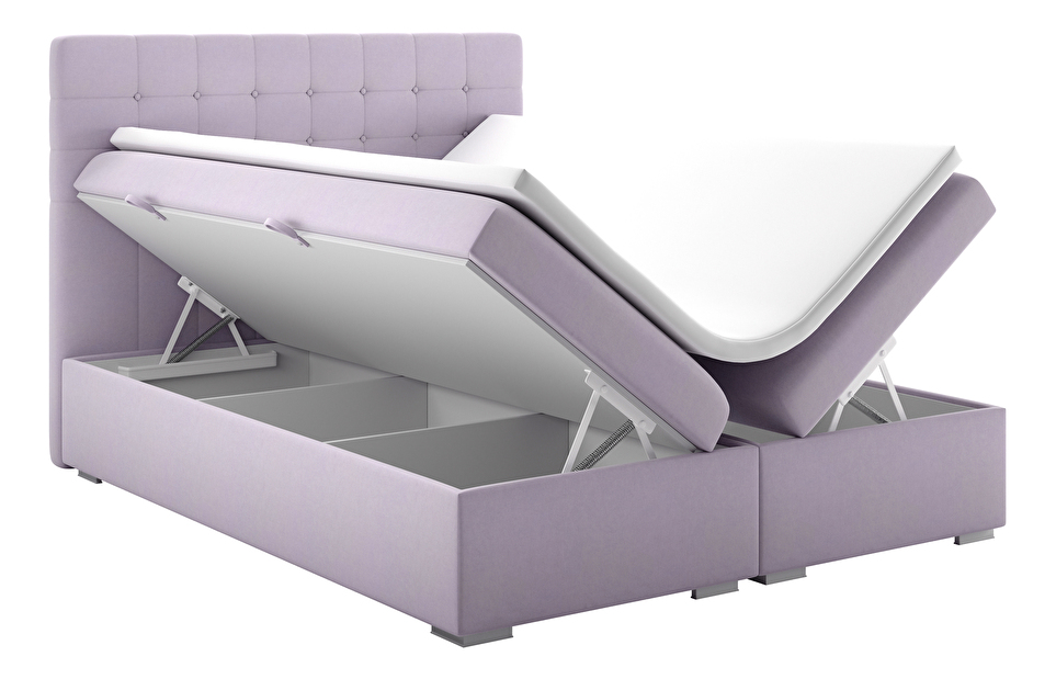 Kontinentální postel 160 cm Clady (světlofialová) (s úložným prostorem)