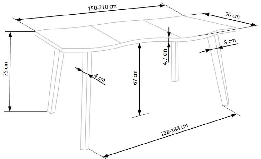 Rozkládací jídelní stůl 150-210 cm Delisa (černá) (pro 6 8 osob)