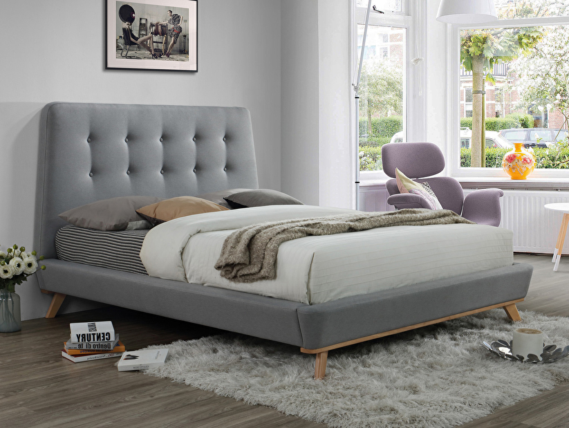 Manželská postel 160 cm Dona (šedá) (s roštem)