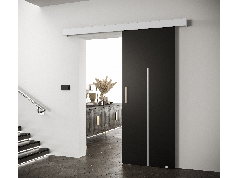 Posuvné dveře 90 cm Sharlene X (černá matná + bílá matná + stříbrná)
