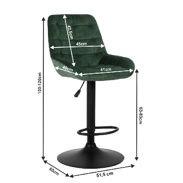 Set 2 ks barových židlí Clota (zelená) *výprodej