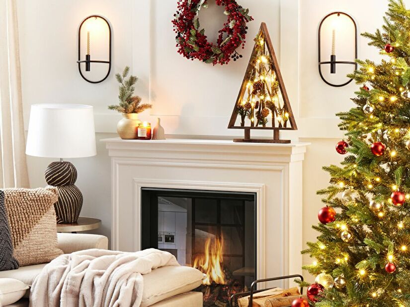 LED dekorace vánoční stromek Sioned (tmavé dřevo)