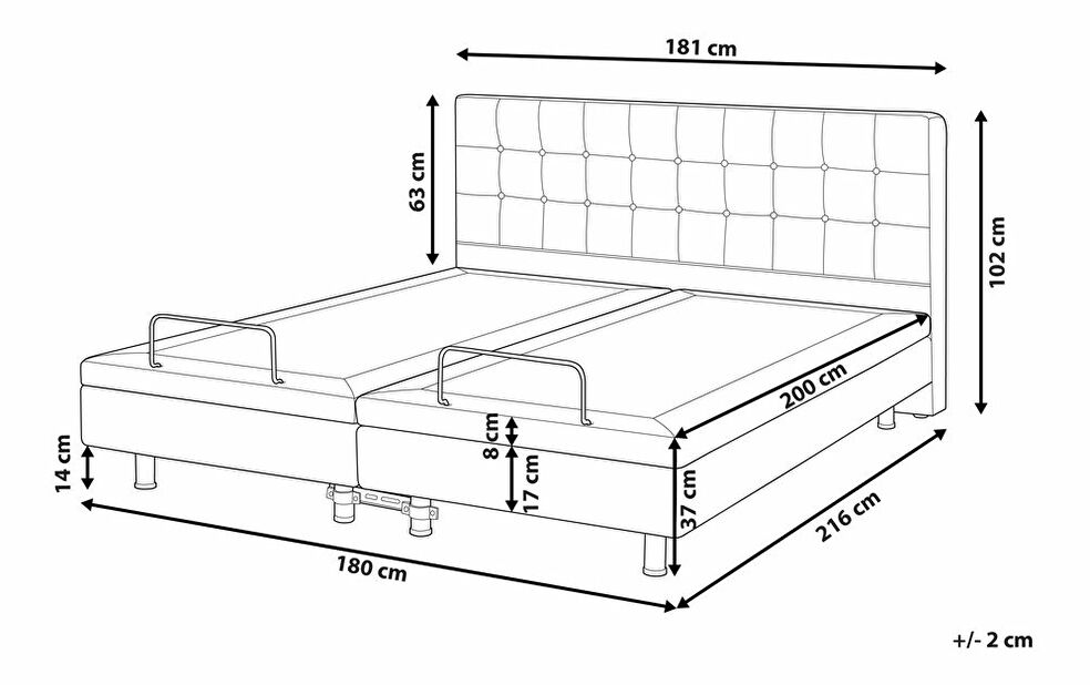 Manželská postel 180 cm DUCHE (šedá)