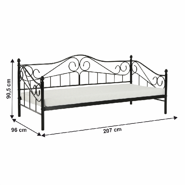 Jednolůžková postel 90 cm Danina (černá) (s roštem)