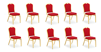 Set 10ks Jídelních židlí Carn (bordó + zlatá) *výprodej