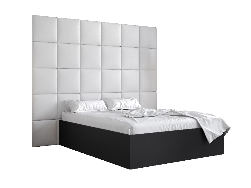 Manželská postel s čalouněným čelem 160 cm Brittany 3 (černá matná + bílá) (s roštem)