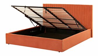 Manželská postel 180 cm Vakarine (oranžová) (s roštem a úložným prostorem)
