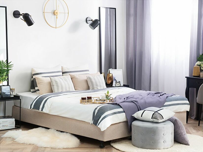 Manželská postel 160 cm COLOGNE 2 (s roštem a matrací) (béžová)