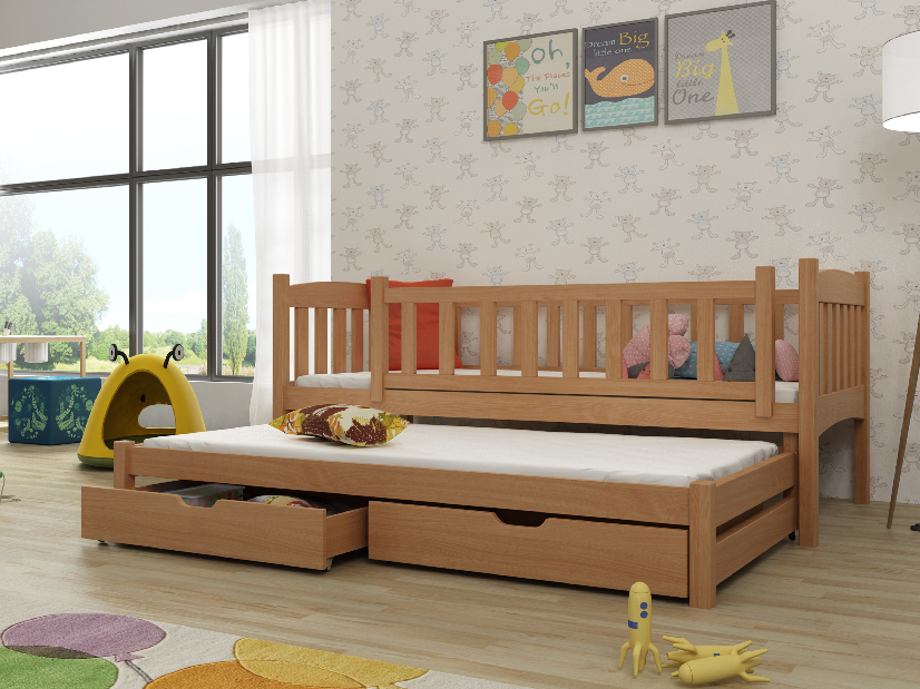 Dětská postel 80 cm Amalia (s roštem a úl. prostorem) (buk)