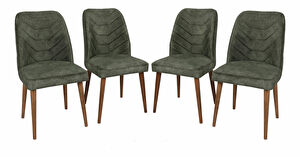 Set 4 židlí Dafne (Ořech + Tmavě zelená)
