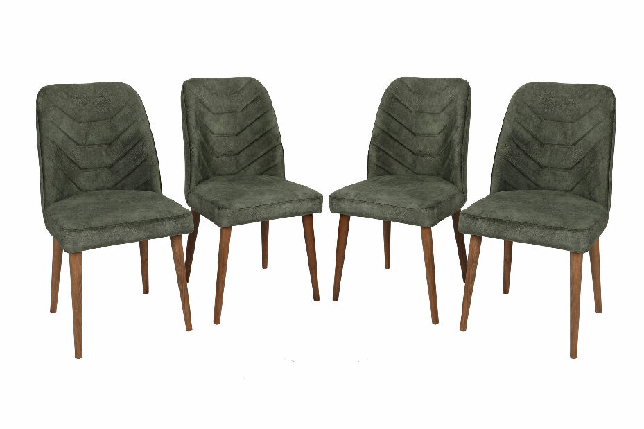 Set 4 židlí Dafne (Ořech + Tmavě zelená)