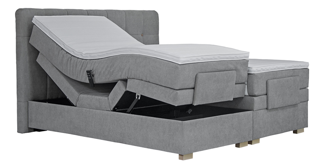 Manželská postel Boxspring 180 cm Blanář Samara (šedá) (s matracemi) *2 anatomické polštáře ZDARMA