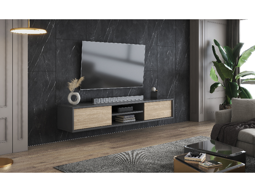 TV stolek Fiora 40 (antracit + dub olejovaný)
