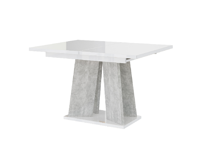 Jídelní stůl Mulnu (lesk bílý + kámen) (pro 4 až 6 osob)