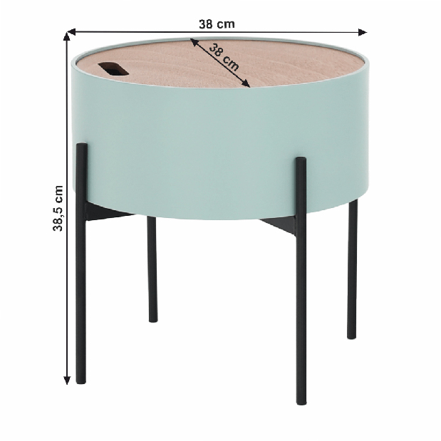 Příruční stolek Moris (mentolová + černá)