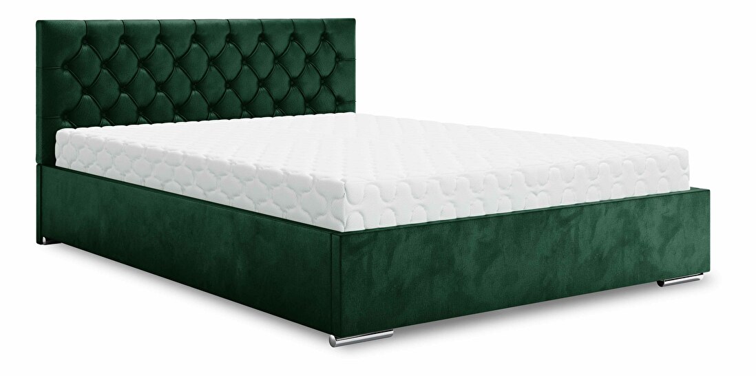 Manželská postel 140 cm Danita (tmavě zelená) (s roštem a úložným prostorem)