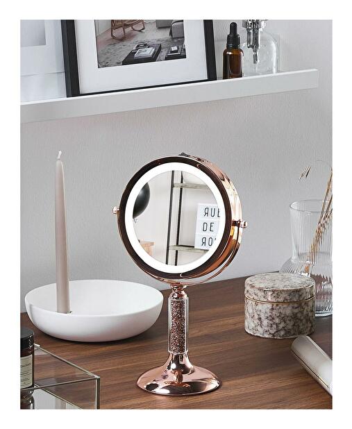 Kosmetické zrcadlo Beryl (růžovozlatá) (s LED osvětlením)