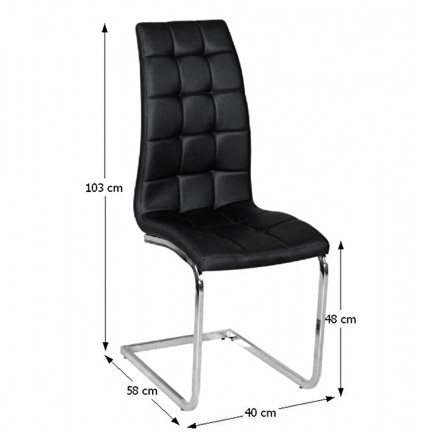 Jídelní židle Cli (černá + chrom)