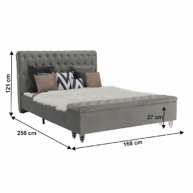 Manželská postel 160 cm Angi (šedá) (s roštem)