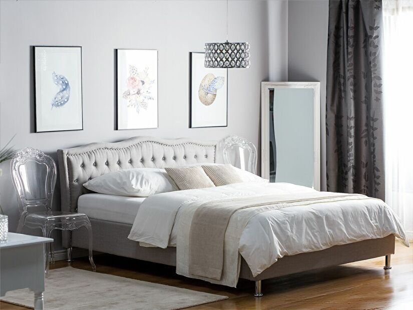 Manželská postel 180 cm MATH (s roštem) (šedá)