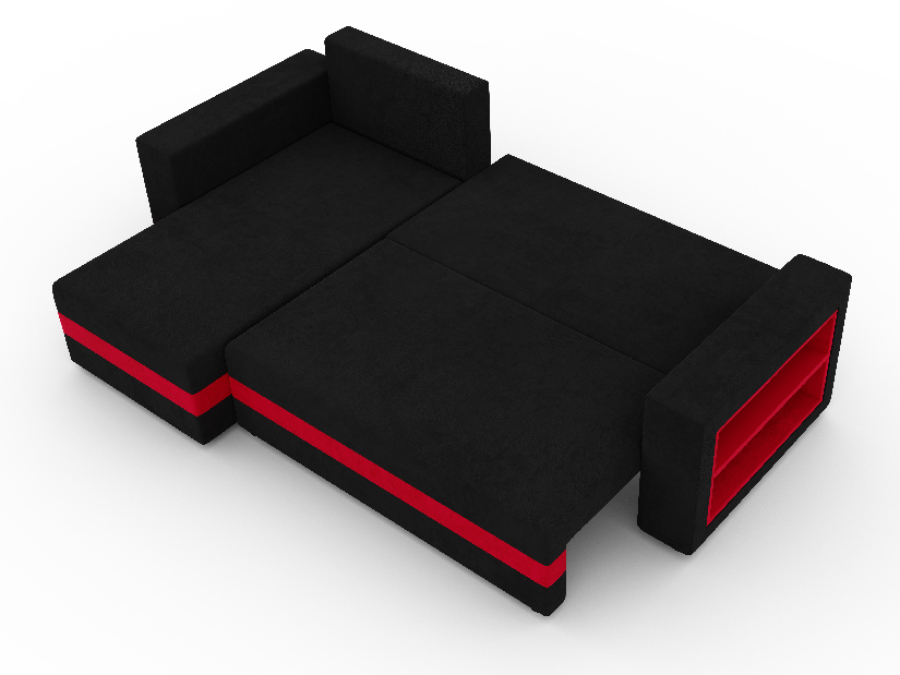 Rohová sedací souprava Simpney (černá + červená) (L)