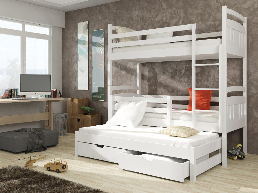 Dětská postel 80 cm IVA (s roštem a úl. prostorem) (bílá)
