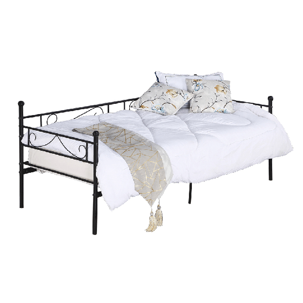 Jednolůžková postel 90 cm Rossa (s roštem) (černá) *výprodej