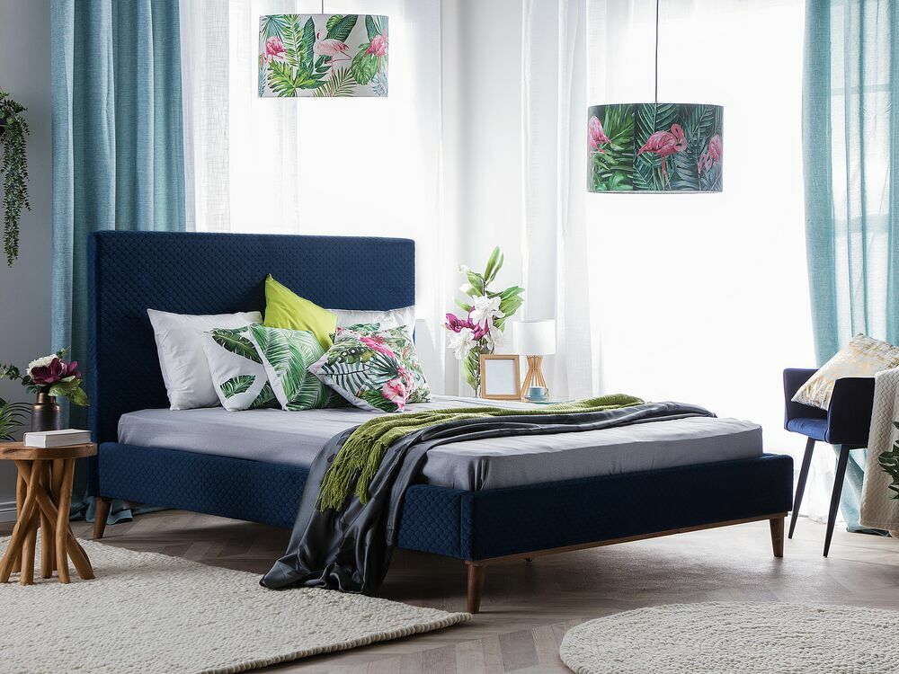 Manželská postel 160 cm BARON (s roštem) (modrá)