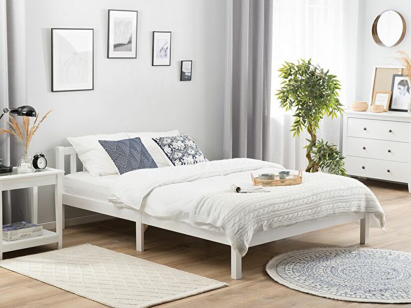 Manželská postel 160 cm FLORIS (s roštem) (bílá)