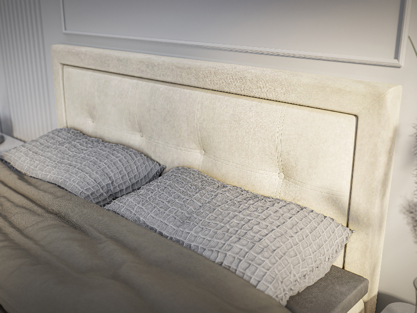Jednolůžková postel Boxspring 120 cm Veronica (krémová) (s matrací a úl. prostorem)