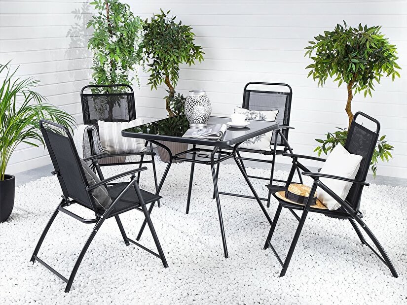 Zahradní jídelní sada Love (černá) (4 židle)