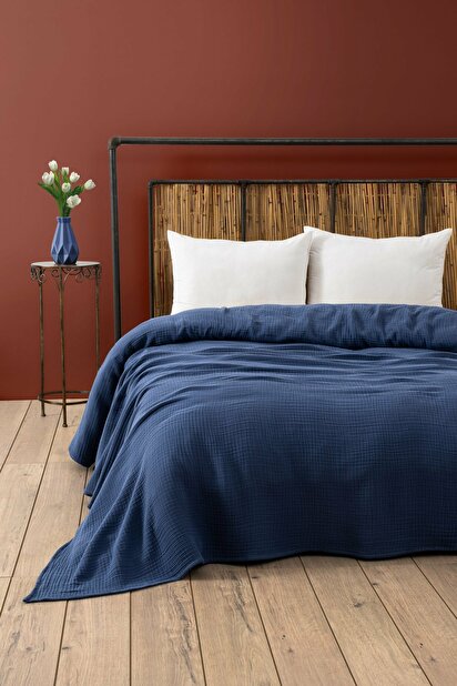 Přehoz na postel 220 x 250 cm Musli (námořnická modrá)