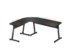 Rohový PC stolek Hyperion 6.0 (černá + vícebarevná) (s LED osvětlením)