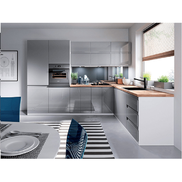 Dolní drezová kuchyňská skříňka D80Z Aurellia (bílá + lesk šedý)