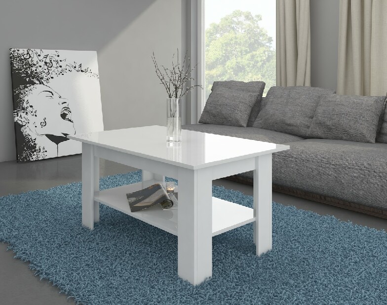 Konferenční stolek Elaiza (bílá + lesk bílý) *bazar