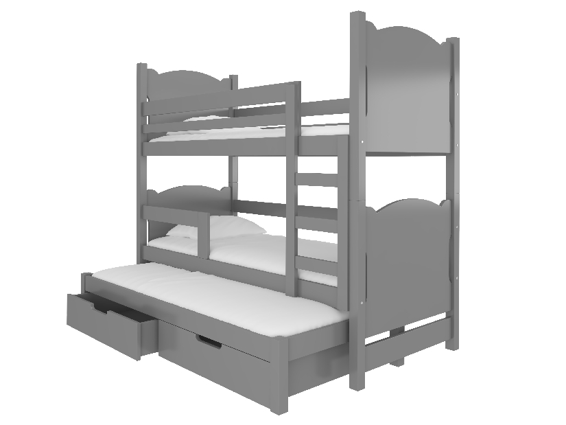 Patrová dětská postel 180x75 cm Lukrece (s roštem a matrací) (šedá)