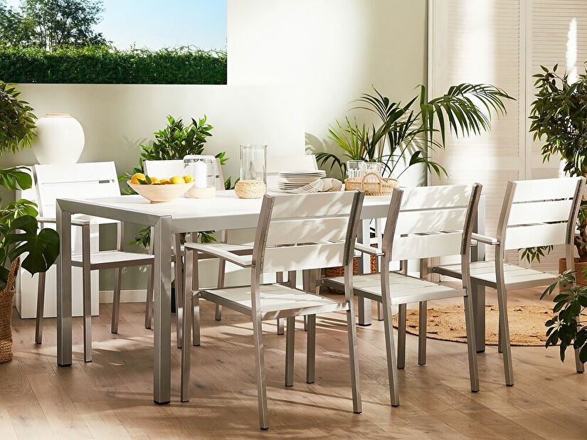 Zahradní jídelní stůl VERO (pro 6 osob) (bílá)